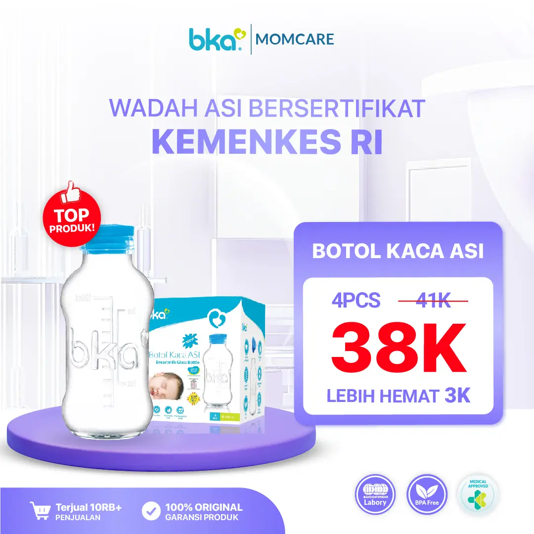 [PROMO] BKA Botol Kaca ASI isi 4pcs - Bersertifikat Kementerian Kesehatan RI l Booster Moms l botol kaca asi