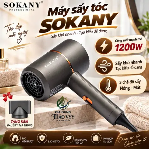 Máy Sấy Tóc Tạo Kiểu Tóc Chính Hãng Sokany - Máy Sấy Tạo Kiểu Ion Âm Chống Khô Tóc