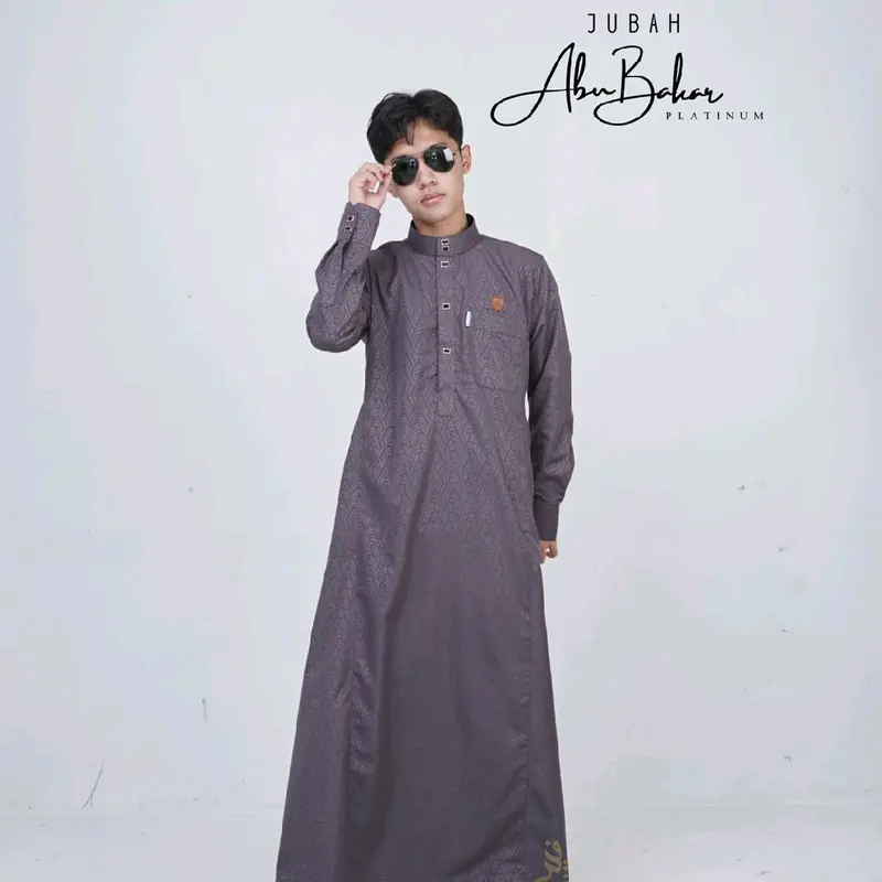 Jubah Slimfit Abu Bakar  Platinum Royal - Gamis Umroh Muslim Pria 6