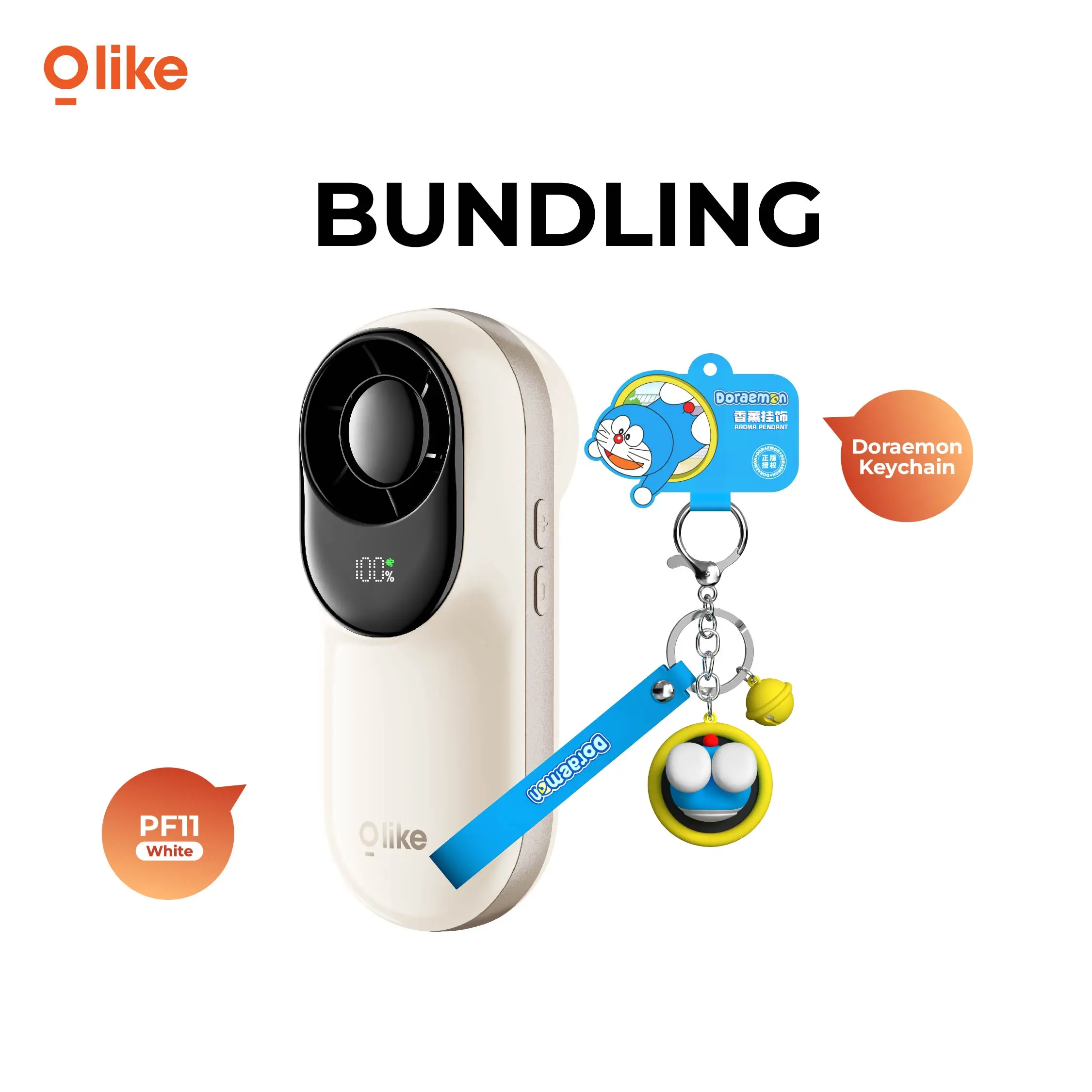 White + Keychain Doraemon