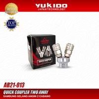 Gambar YUKIDO COUPLER SAMBUNGAN SELANG KOMPRESSOR 2 CABANG / AIR QUICK COUPLER TWO WAY AB21-013 dari PT. YUKIDO POWER TEKNIK Kab. Tangerang 1 Tokopedia