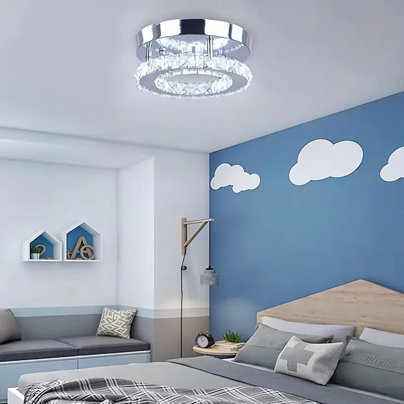 Mini Lampu Plafon Kristal LED Minimalis Modern Bulat 12W - Cocok untuk Kamar Tidur Kecil, Dapur, Balkon, Lorong Bohlam 1