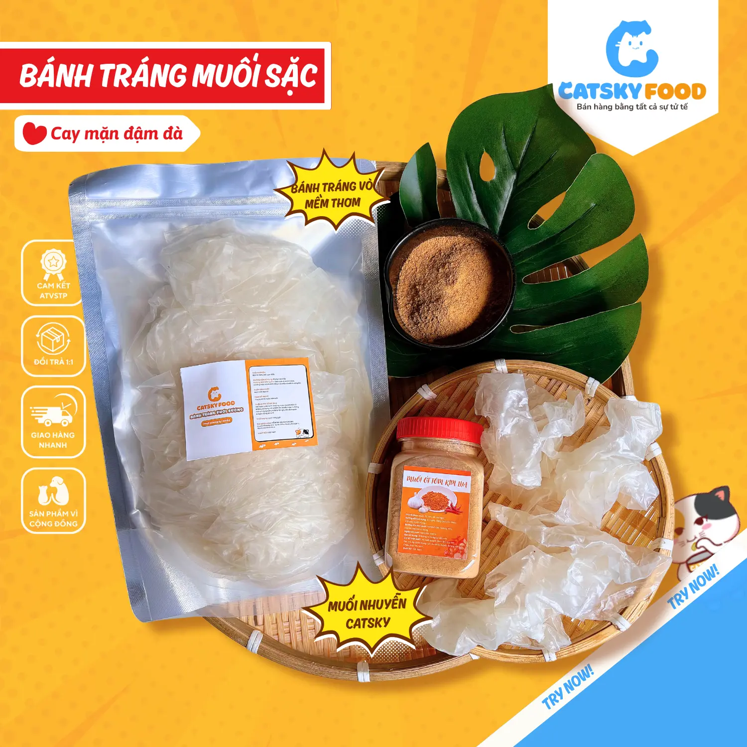 [COMBO Vò Chấm] Bánh Tráng Phơi Sương Vò Chấm Các Loại Sốt Và Muối Sặc - Catsky -  Bánh Tráng Vò Dẻo 200g Chấm Cùng Các Loại Sốt Và Muối