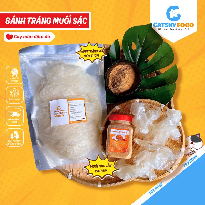 Bánh Tráng Phơi Sương Vò Chấm Các Loại Sốt Và Muối Sặc - Catsky -  Bánh Tráng Vò Dẻo 200g Chấm Cùng Các Loại Sốt Và Muối