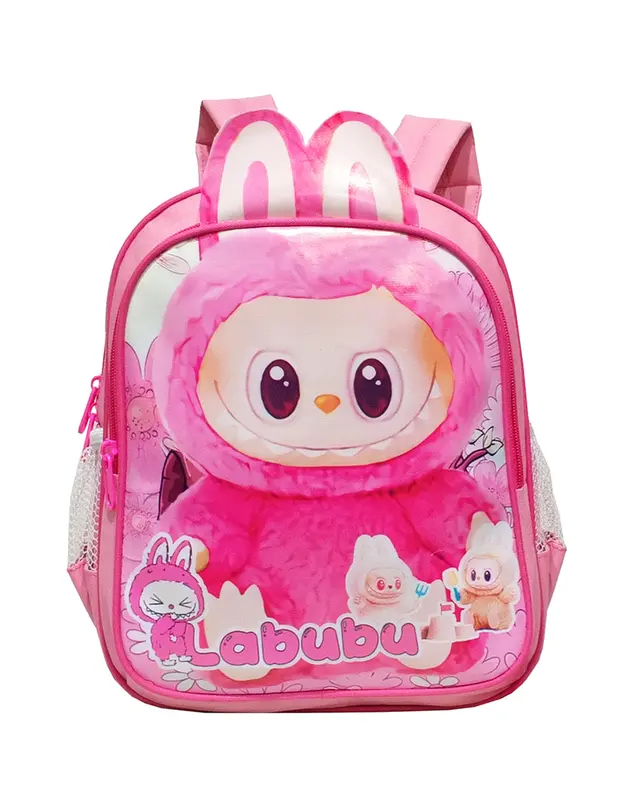 Tas Ransel LABUBU Tas Anak perempuan Sekolah PAUD TK SD  Fashion Tas Ransel 2 in 1  Karakter LABUBU FREE Tas Slempang Bulat 4