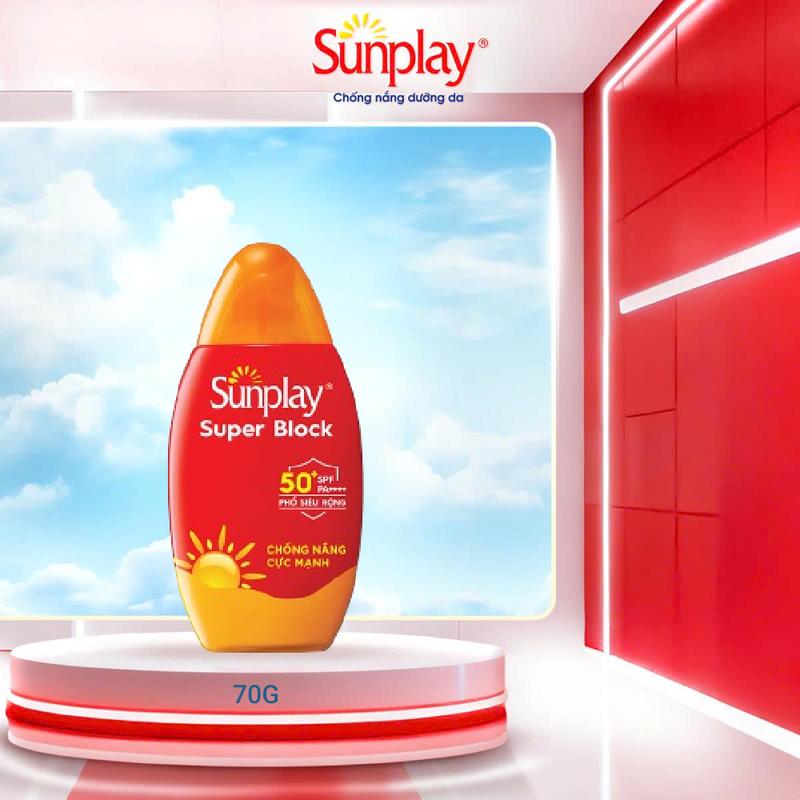  Kem chống nắng dạng sữa cực mạnh Sunplay Super Block SPF 50+ PA++++ 70g 
