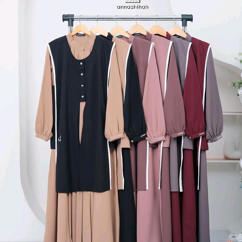 ARUNI DRESS ZELLA OUTER BY ANNASHIHAH/ TWO IN ONE/ GAMIS MUSLIM+OUTER BAHAN SABRINA BEST PREMIUM 8
