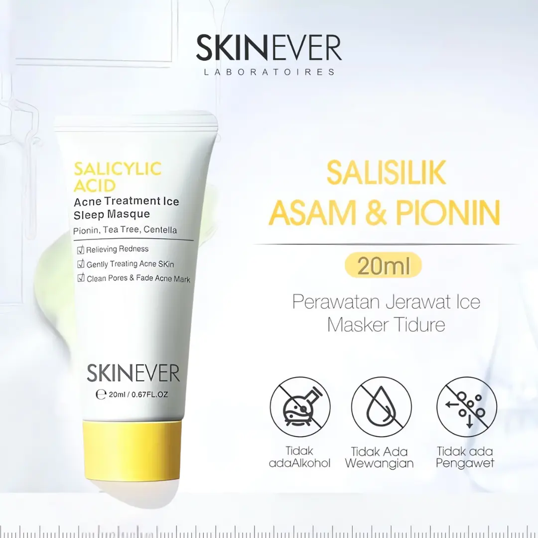 Skinever Salicylic Acne Treatment Sleep Mask – Masker Wajah Anti Jerawat dengan Salicylic Acid untuk Kulit Bersih Bebas Jerawat wajah jerawat perawatan jerawat