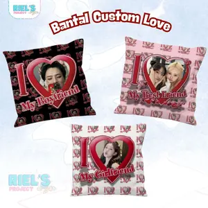 Bantal foto custom 1sisi bantal love face pattern. Kado ulang tahun, kado valentine, kado teman