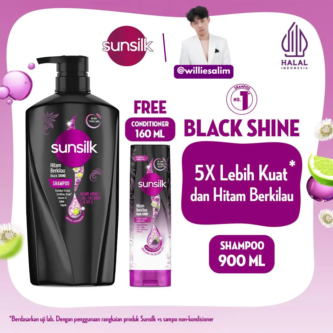 [CREATORS-Buy 1 FREE Conditioner 160ml] Sunsilk Shampoo Black Shine 900ml