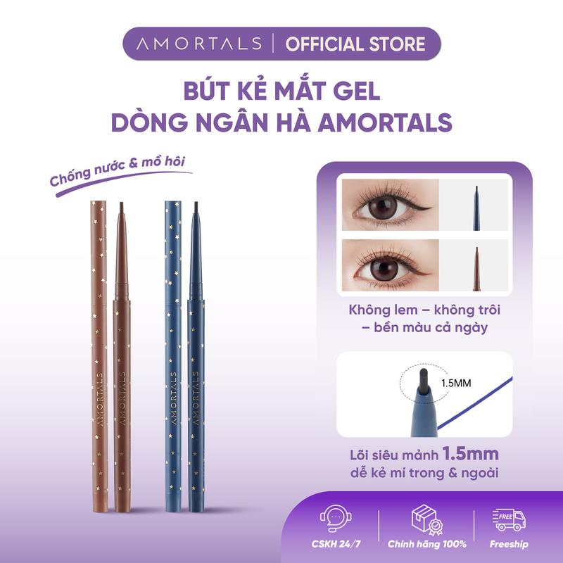 Bút Kẻ Mắt Gel AMORTALS Dòng Ngân Hà 1.5mm – Chống Nước Không Lem Lên Màu Đậm – Kẻ Mí Trong & Ngoài