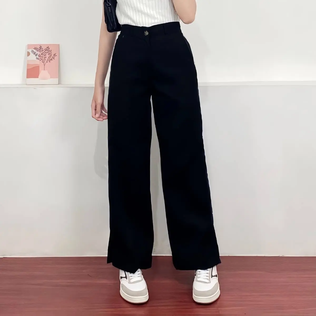 Celana wanita kekinian celana kulot rib panjang celana wanita panjang melva slit pants celana kulot wanita highwaist