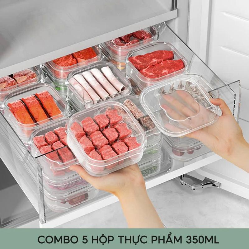 Bộ 5 Hộp Đựng Thực Phẩm Ăn Dặm Hộp Bảo Quản Thực Phẩm Đông Lạnh Combo 5 Hộp…