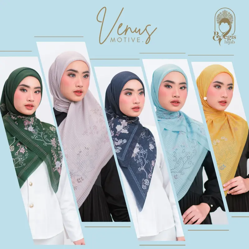 Boegis Hijab Motif Segiempat Dobby Waffle Kerudung Square Katun Muslim 0