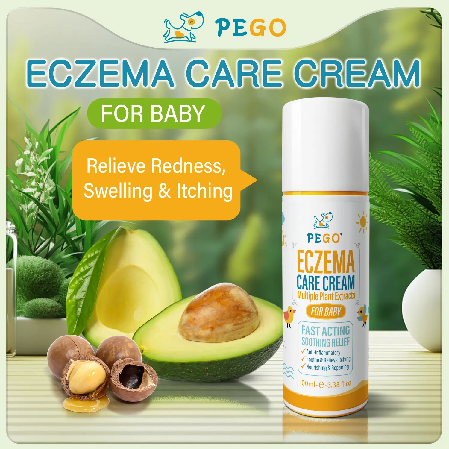 Baby Eczema Cream - Kids Eczema Therapy & Relief Body Cream, Nourishing Skin Protectant Soothes & Relieves Dry, Itchy Skin from Eczema, Hypoallergenic, 3.38oz/100ml