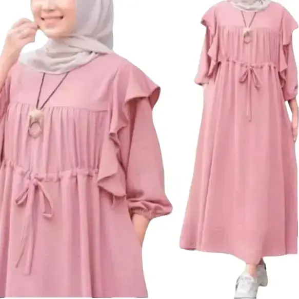 NIA DRESS/GAMIS WANITA MUSLIMAH 2025TERBARU TERMURAH/MIDI BAHAN ADEM KATUN/MIDI CRINKLE AIRFLOW/MIDI Panjang Maxi