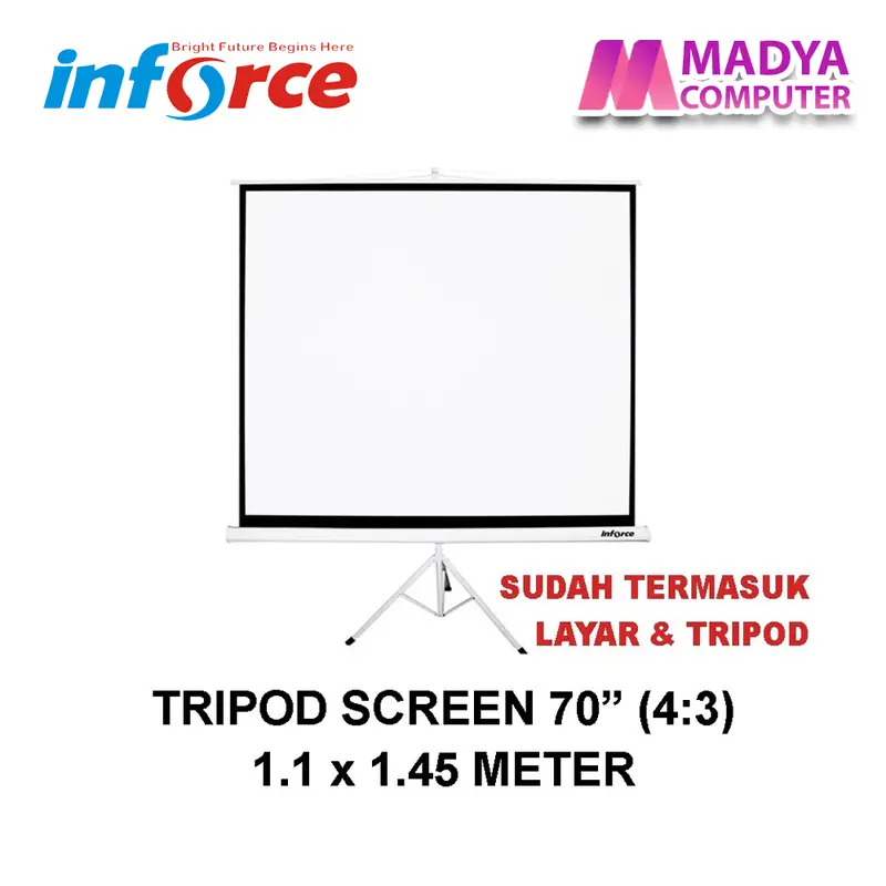 Inforce Tripod Screen Projector 70 inch 4:3 - Layar Proyektor Tripod