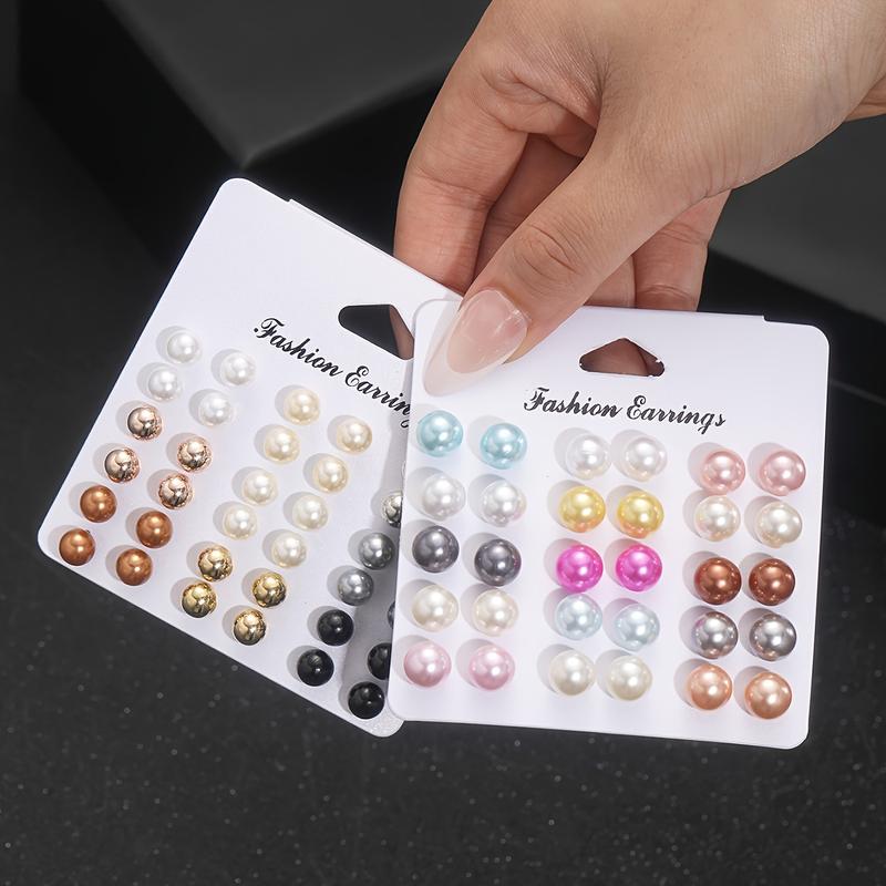  Bộ Bông Tai Đinh tán Ngọc Trai Giả Nhiều Màu Phong Cách Cổ Điển Và Đơn Giản Bài Đăng Bằng Thép Không Gỉ Hoàn Hảo Cho Trang Phục Thường Ngày 66 Cái   bộ  Thanh Toán Khi Nhận Hàng  