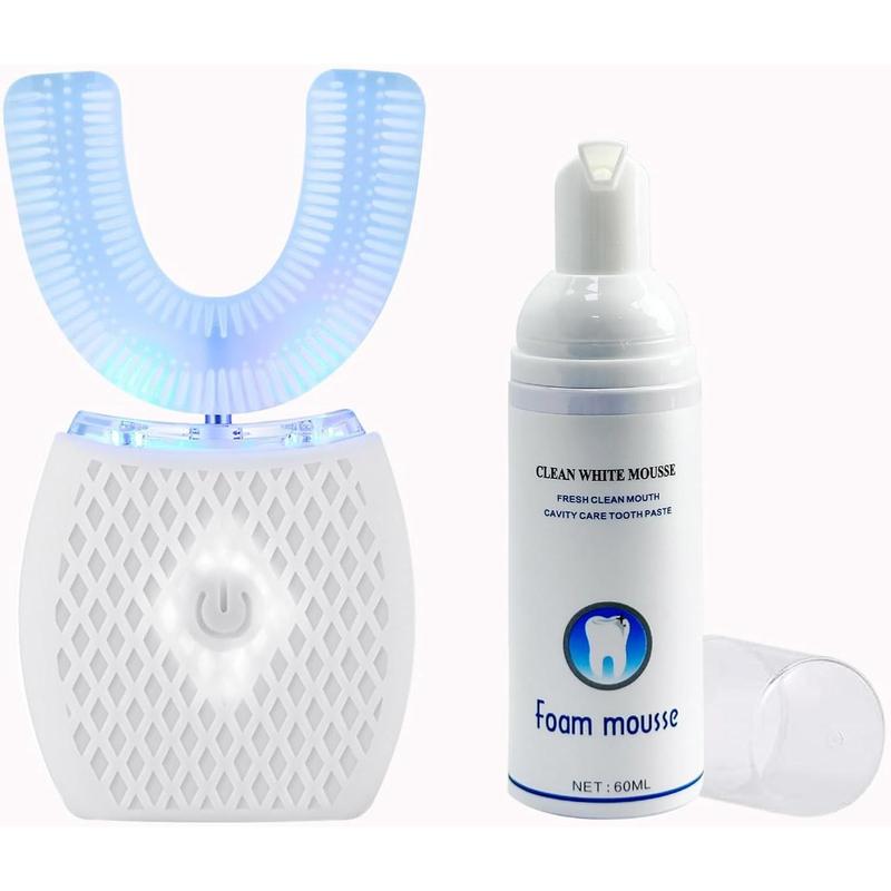 Bàn chải đánh răng siêu âm tự động, bàn chải đánh răng siêu âm điện dành cho người lớn 360°.° Bàn chải đánh răng điện 30 inch, với hẹn giờ tự động, sạc không dây, có thể rửa được, phù hợp cho du lịch và sử dụng tại nhà (màu trắng).