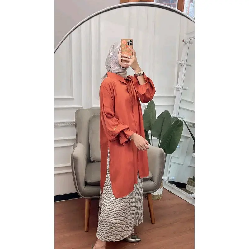 ATASAN KEMEJA TUNIK WANITA OVERSIZE QIARA BAHAN RAYON TWILL PREMIUM  Tebal DAN  Lembut  by FFA Muslim