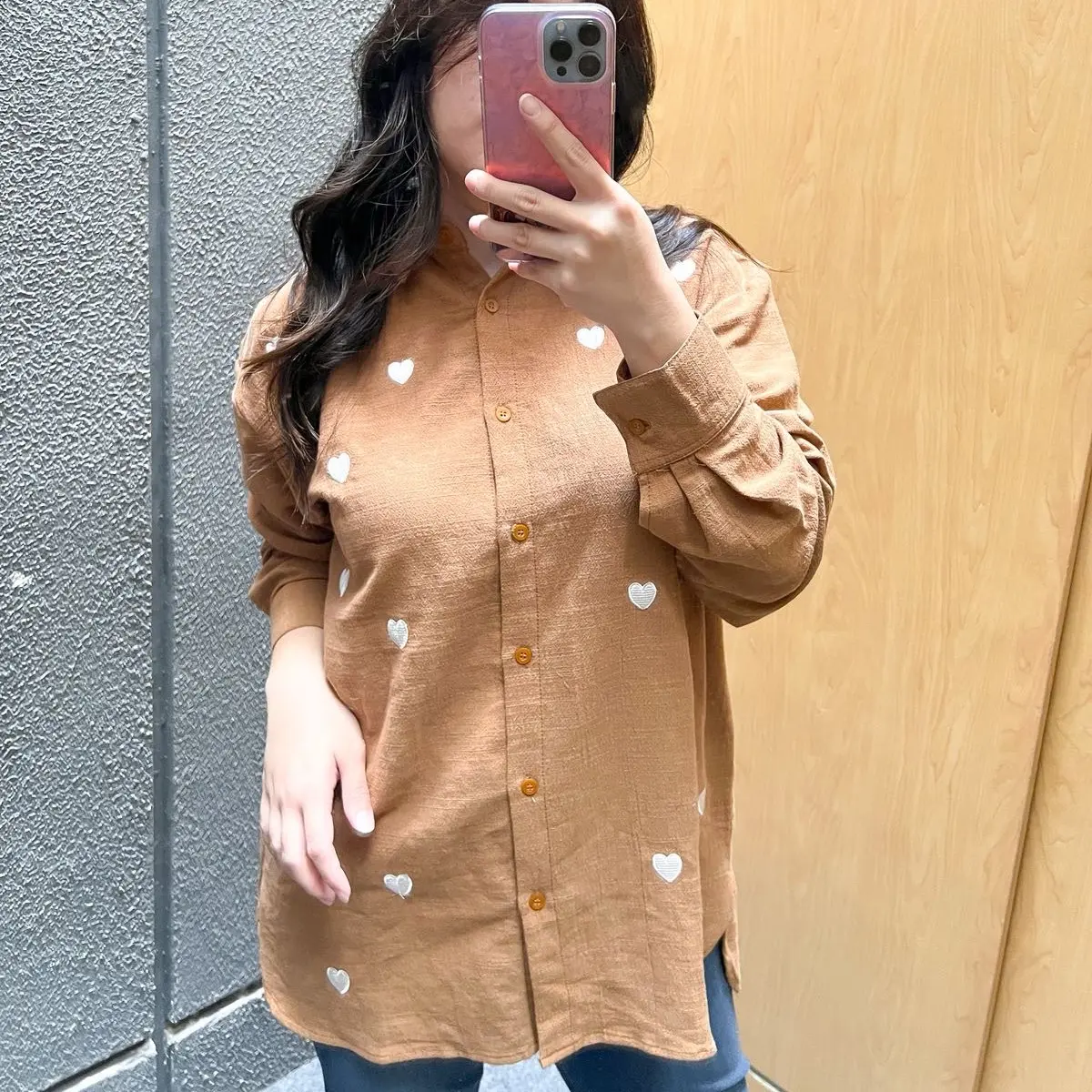 KEMEJA LOVE BORDIR LINEN IMPORT KEMEJA KANTOR WANITA KATUN Atasan Panjang