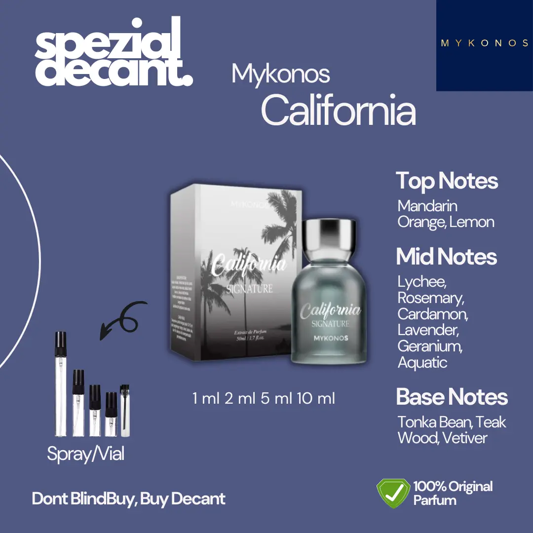 (DECANT) Parfum Mykonos California 100% Original 1ml 2ml 5ml 10ml