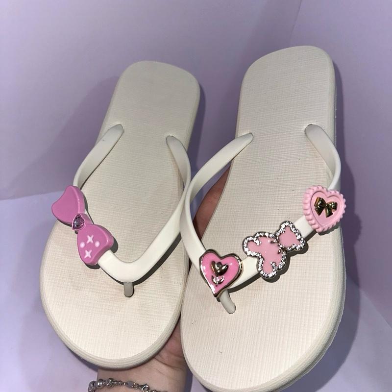 Dép xỏ ngón charm ngẫu nhiên TRẮNG HỒNG-ĐEN HỒNG-TRẮNG ĐEN-MIN sang chảnh DéP Nữ 2