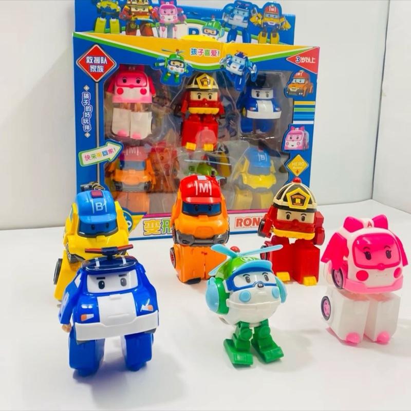  Bộ 6 Xe Biến Hình Robot Poli robo car policar Đồ Chơi Toy 