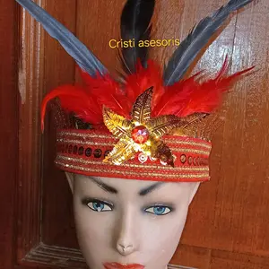mahkota dayak bulu renda kain/ daun raja