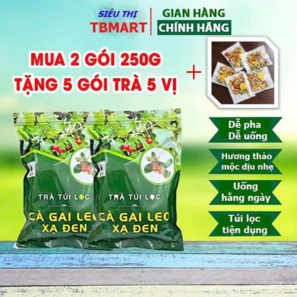 Combo 2 Gói Trà Cà Gai Leo Xạ Đen Túi Lọc Sadu 250g – Dễ Pha Dễ Uống Tặng 5 Gói Trà Dưỡng Nhan Ngũ Vị | Tea Nước Trà Chè