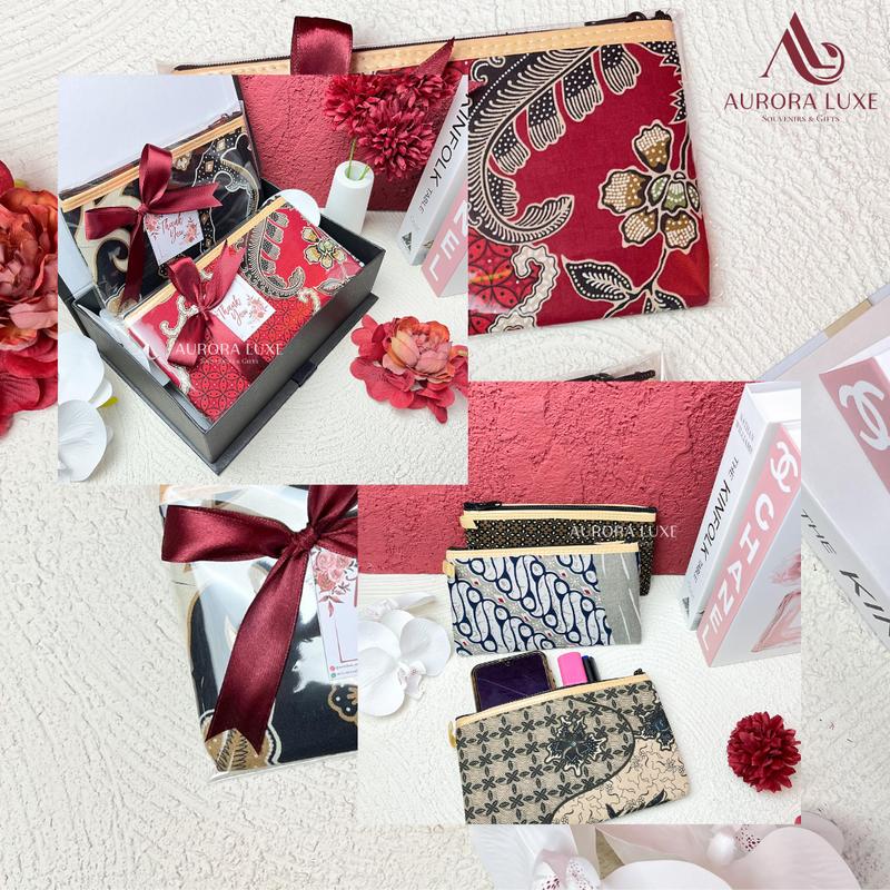 Dompet Batik Panjang Besar Resleting Souvenir Nikah & Gift Ukuran 11 cm x 20 cm Motif Random Include Kemasan Plastik Pita dan Kartu Ucapan 4