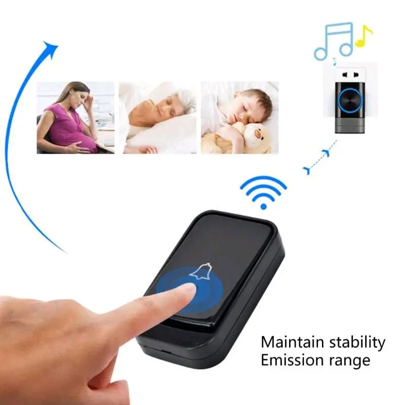 TaffHOME Bel Pintu Wireless Door Bell Waterproof EU Plug 45 Melodies - Q189 6