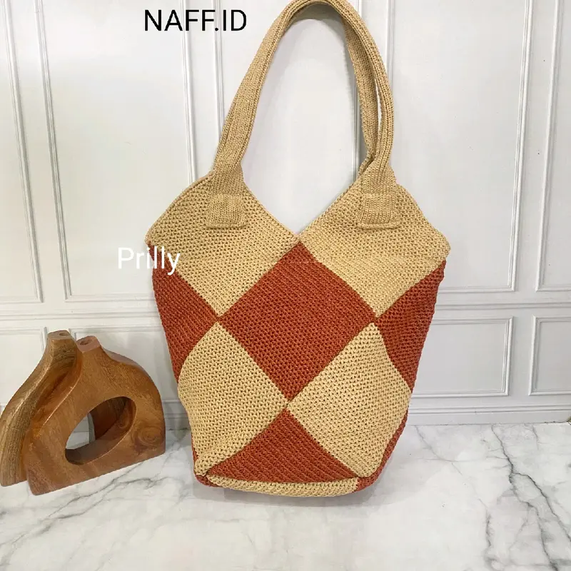 NAFF.ID-"Prilly" Totebag/ Tas Tengteng Rajut / Tas Rajut Tangan /Top Handle Bag 2