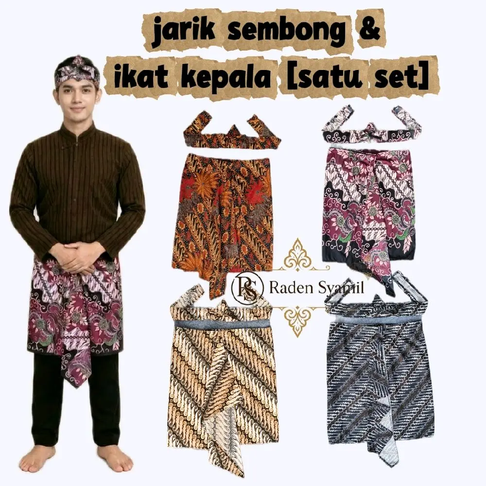 [Satu Set Dewasa] Jarik Sembong & ikat kepala / udeng dewasa