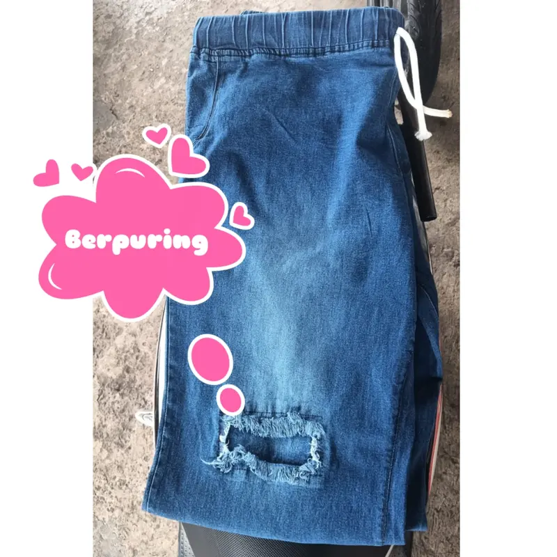 BintangRzt Celana Jeans Cutbray sobek-sobek super Jumbo 5