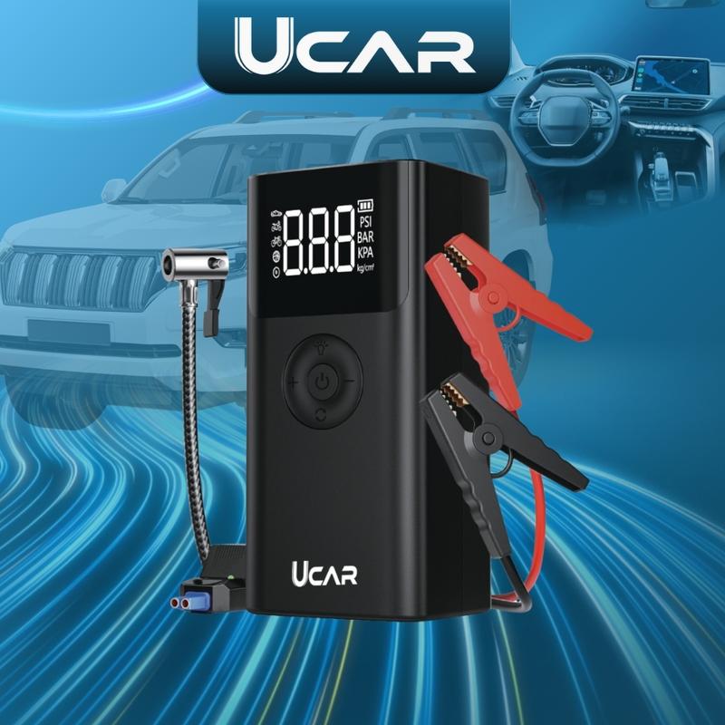 Kích Bình kiêm bơm lốp Ô Tô UCAR J-02 PLUS 4 Trong 1 - Bơm Lốp Sạc Dự Phòng Đèn Pin SOS 10000mAh kích điện ô tô thông minh cảnh báo ngược cực