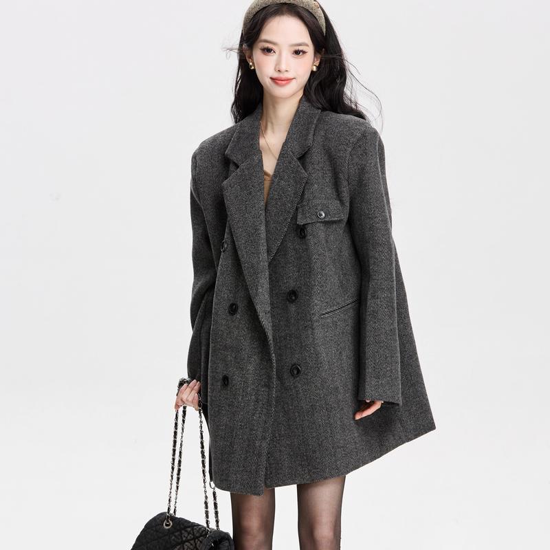    SẴN 2475.TB   Áo Măng Tô Dạ Nữ Form Rộng Hàn Quốc Chất Liệu Cao Cấp Thoáng Mát Màu Đen Xám Style Công Sở Nữ Tính Thời Trang Vải Cao Cấp Nhẹ Mát Co Giãn Tốt 