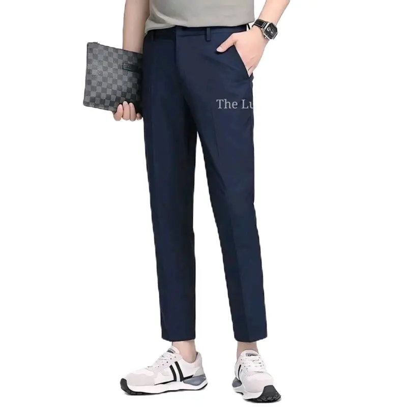 celana kerja formal pria size besar celana ankle pants celana sirwal celana kantor bahan wool premium celana panjang pria ankle pants Hitam Slimfit kekinian casual