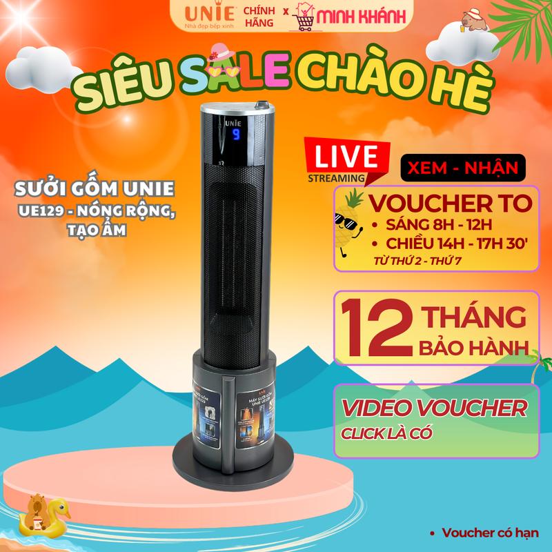 Máy sưởi gốm UNIE - Ấm nhanh tích tắc, bù ẩm chống khô, ngắt điện an toàn, đẹp xinh trang trí, đa năng - UE 129/ UE 125