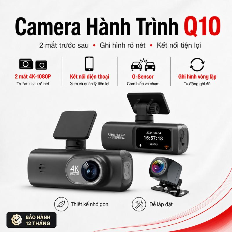 Camera Hành Trình Ô Tô Q10, Quay 2 Chiều, Bảo Hành 12 Tháng, Hình Ảnh Siêu Nét…