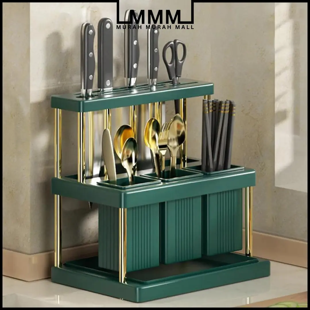 Kitchen Rack Cutlery Rack Household Kitchen Knife Rack Kitchen Rack Cutlery Chopstick Drainer Holder Rak Pisau Rak Dapur Holder Rak Sudu Cutlery Fork Spoon Household Knife Storage Rack