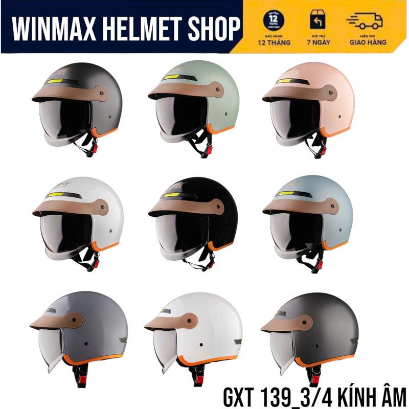 GXT Mũ Bảo Hiểm GXT-139 3 4 Kính Âm ABS Chống Va Đập Size M L XL Đệm Lót Kháng Khuẩn Winmax Helmet Shop nón 3 phần 4 nữ