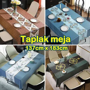 Taplak meja berbentuk persegi panjang, tahan air dan anti minyak, mudah dibersihkan, serta tahan suhu tinggi. Cocok untuk meja makan atau meja tamu, memberikan kesan mewah minimalis dengan desain terbaru.