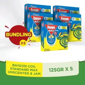 Baygon Anti Nyamuk Bakar - Standart 8 jam Unscented-X5