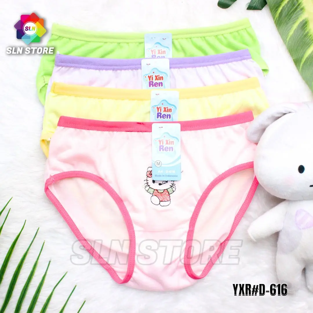 (12PCS) CELANA DALAM ANAK WARNA TERANG YI XIN REN / CD ANAK BORDIR YXR D616 Fashion