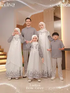 Sarimbit 2026 Ethica Ladiva Bow Grey - Lebaran Series 2026 - Busana Muslimah Original Ethica Seply Rabbani Rauna Rahnem Nibras Sarimbit Terbaru 2026