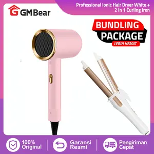 GM Bear Bundle Hemat Hair Dryer 1122 + Catokan Rambut 2 in 1 1173 - Package Beauty Electronic