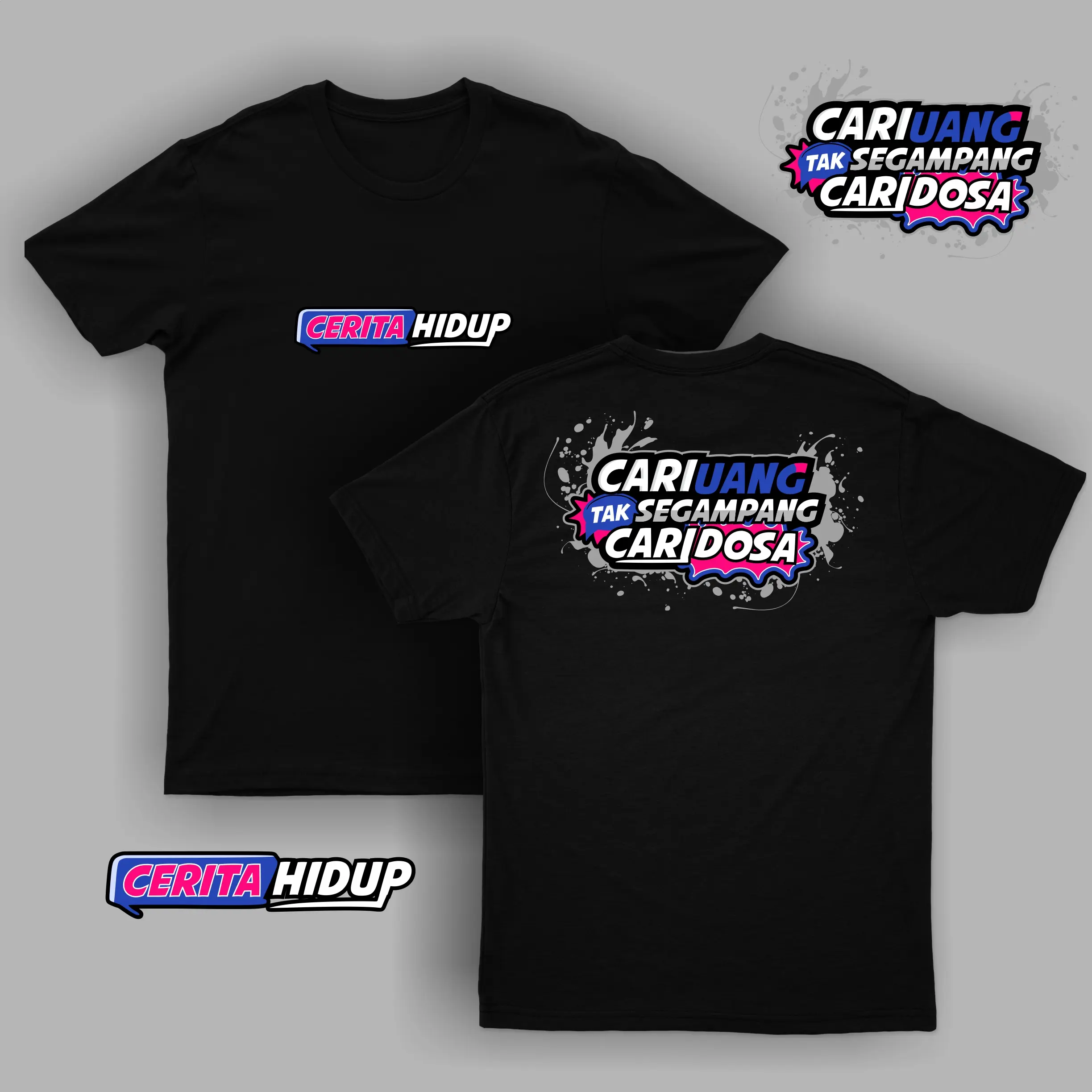 KAOS DISTRO KATA-KATA CARI UANG TAK SEGAMPANG CARI DOSA