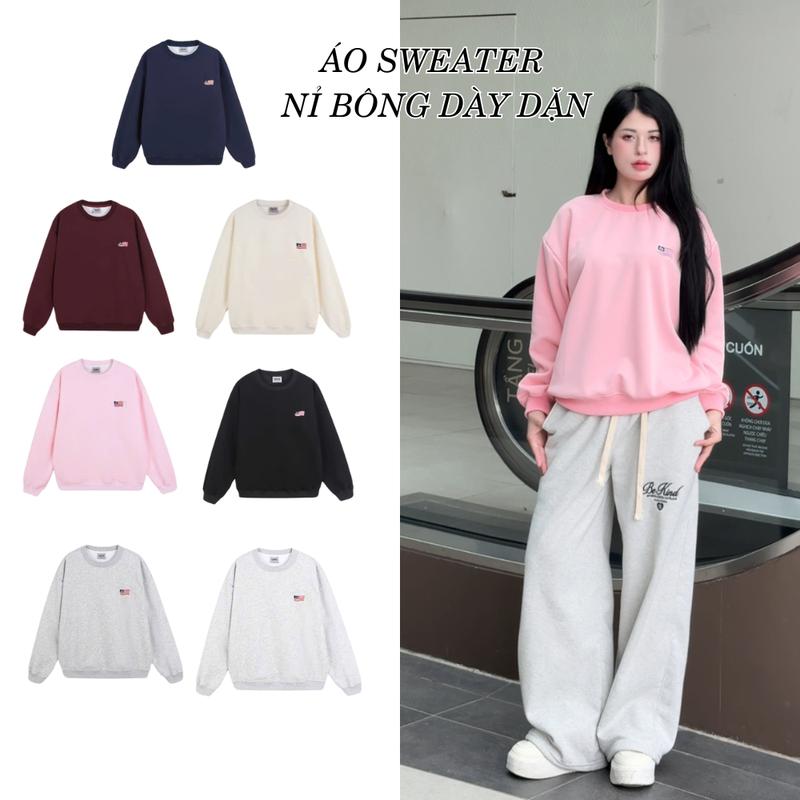 DEAL MỞ BÁN Áo sweater Nam Nữ Áo thun tay dài ấm áp chất liệu nỉ 2 da cao cấp Hình thêu chắc chắn bền đẹp