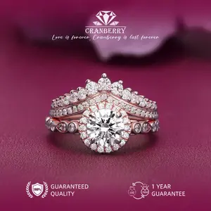 OS1-D38 Cincin Set Double Wanita Cranberry Jewelry Premium Lapis Emas 18k Anti Luntur Anti Berubah Warna Garansi 1 Tahun Resmi Size Adjustable Kualitas Grade Terbaru Aksesoris Perhiasan Cincin Nikah Permata VVS1 Elegan COD